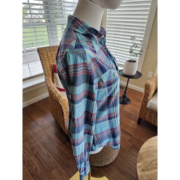 Ralph Lauren Sport Pearl Snap Plaid Western Blouse Women's Size 8 Rodeo Cowboy - Picture 5 of 11